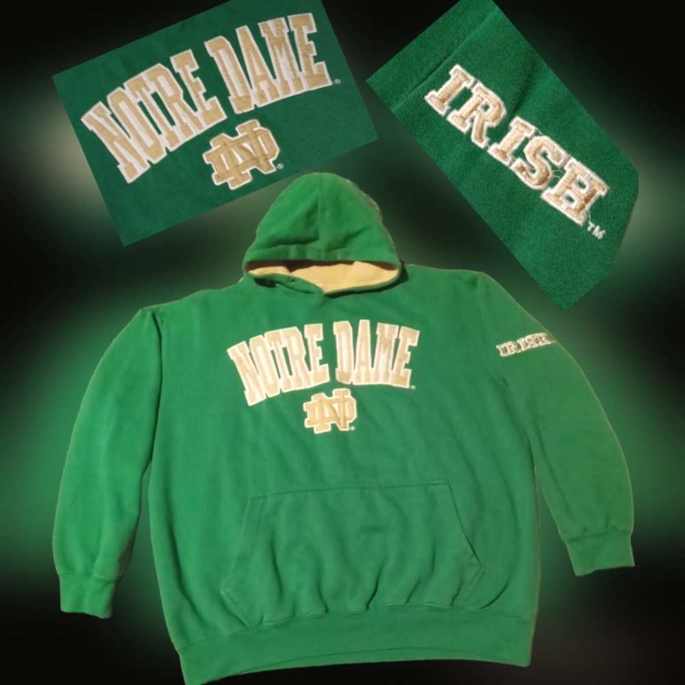 E5 Men's XL Retro Notre Dame Shamrock Classic Series E hoodie